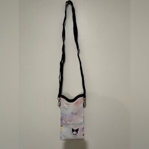 Hello Kitty Pastel Pink & Purple Butterfly Crossbody Phone Bag with Black Strap